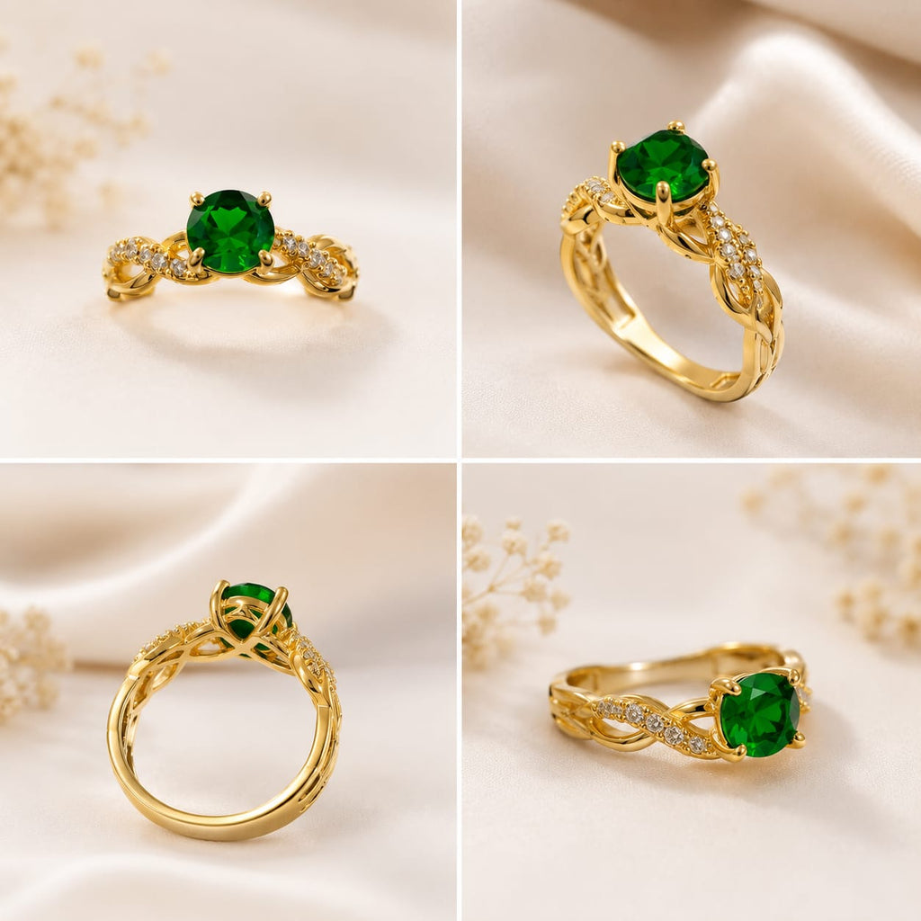 Emerald Crystal Twist Ring
