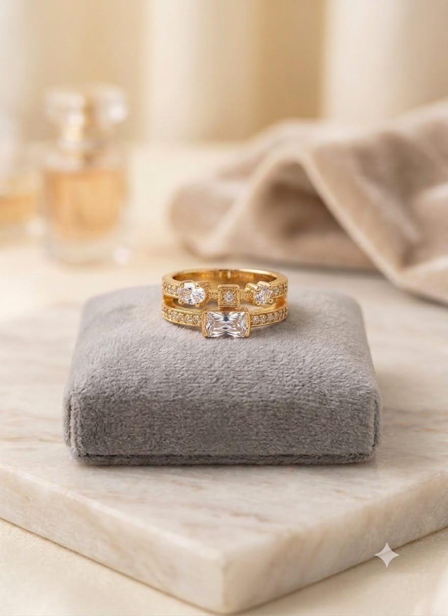 Elegant Dual-Stone Adjustable Ring