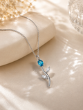 Blue Crystal Flower Pendant Necklace