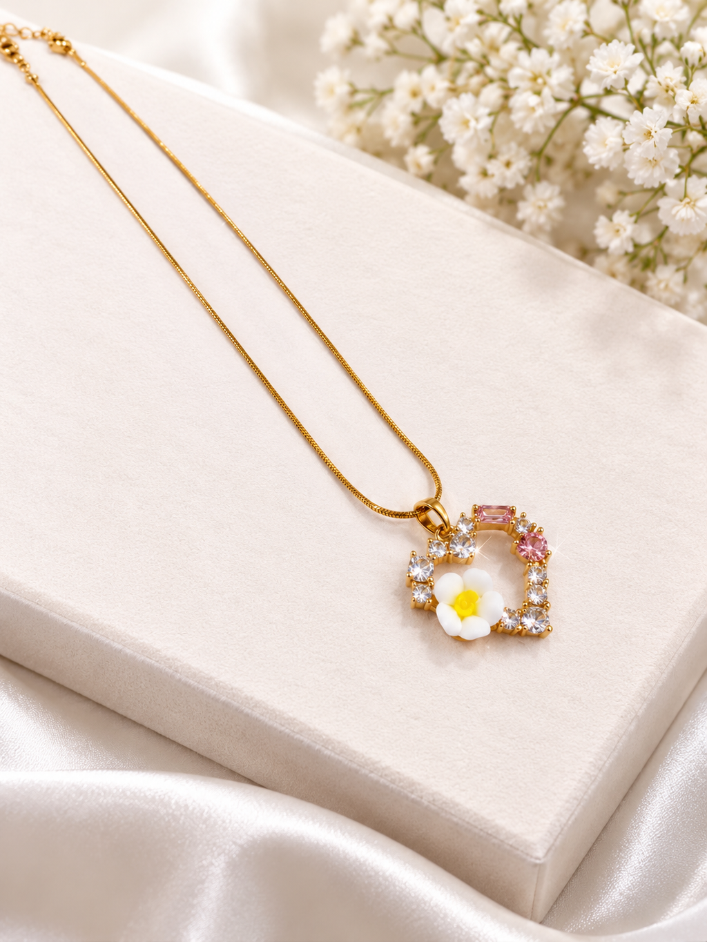 Gold Heart Pendant with Gemstones