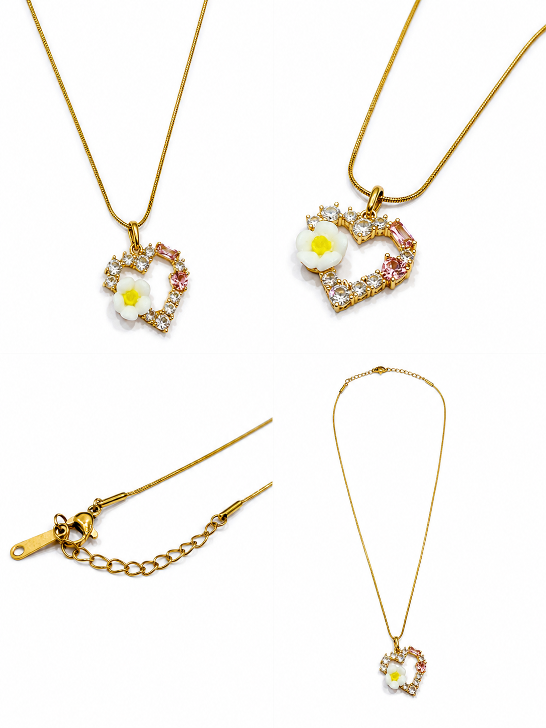 Gold Heart Pendant with Gemstones