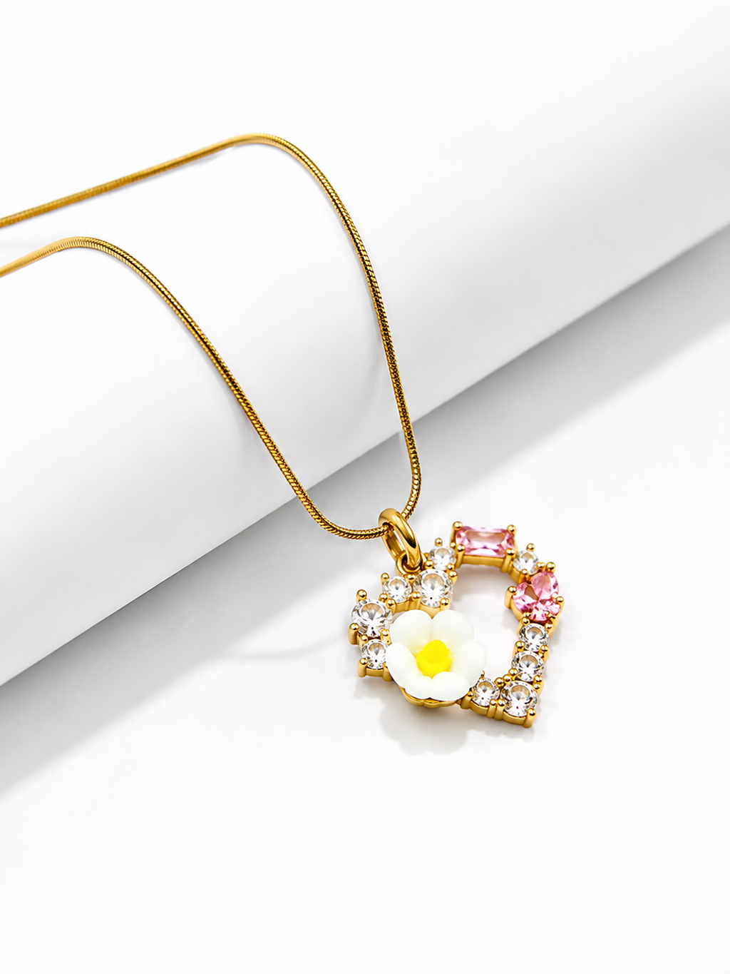 Gold Heart Pendant with Gemstones
