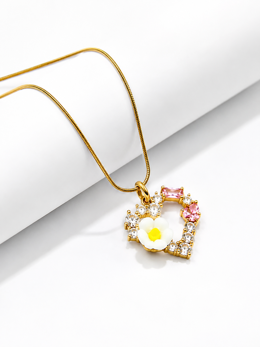 Gold Heart Pendant with Gemstones