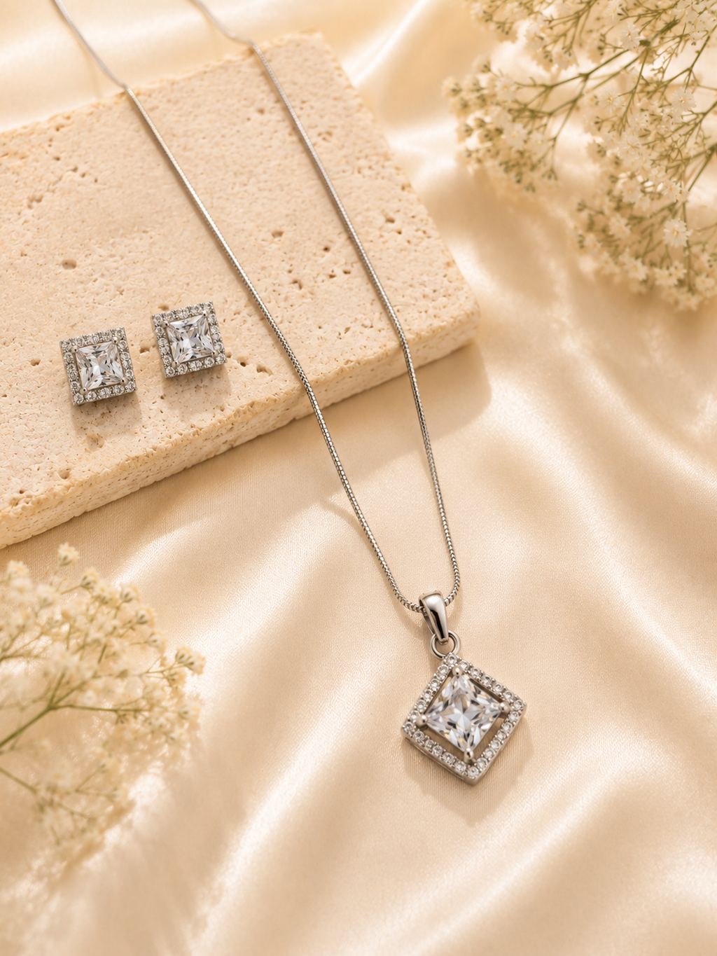 Luxury Crystal Pendant Necklace Set