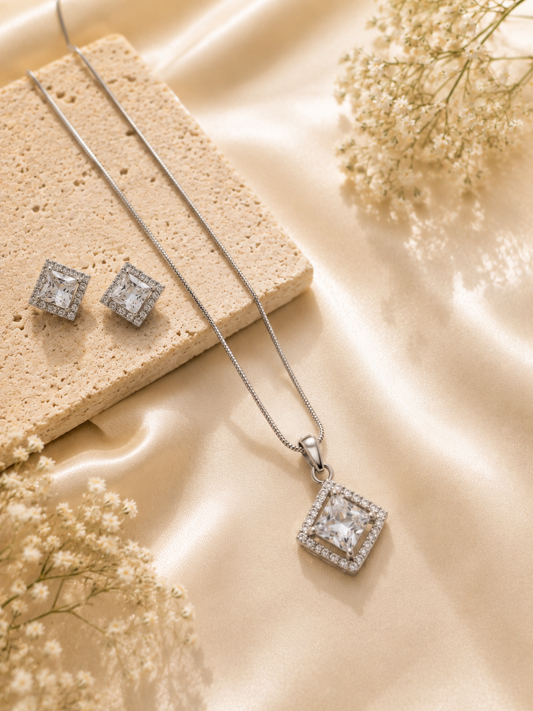 Luxury Crystal Pendant Necklace Set