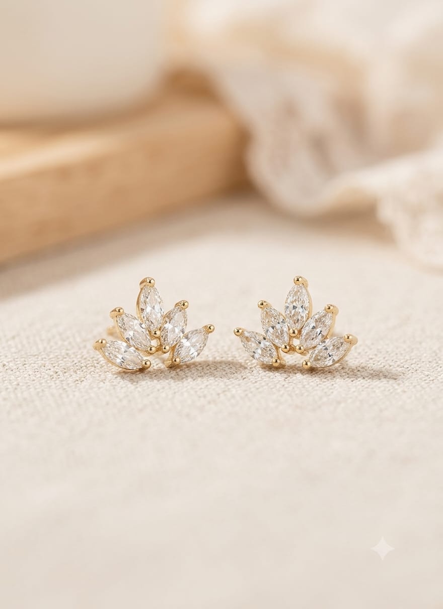 Elegant Lotus Cluster Gold Earrings