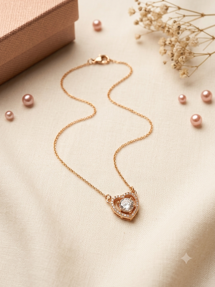 Gold Heart Solitaire Pendant