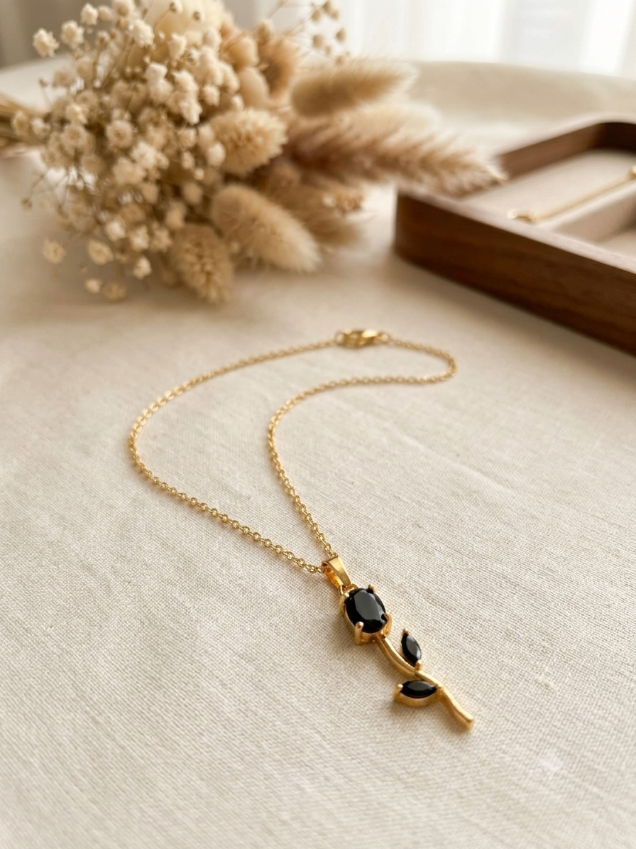 Elegant Crystal Tulip Stem Pendant Necklace