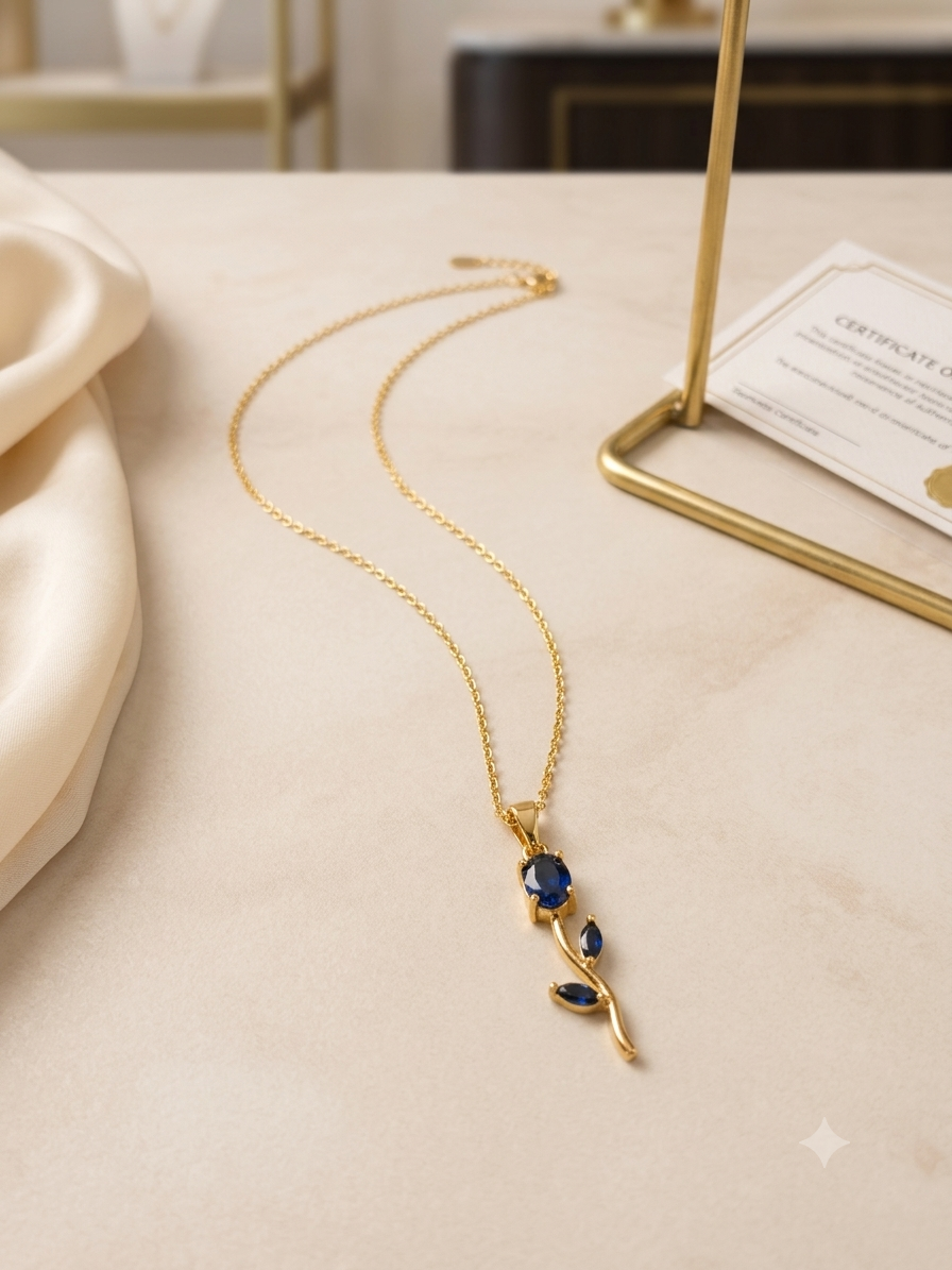 Elegant Crystal Tulip Stem Pendant Necklace