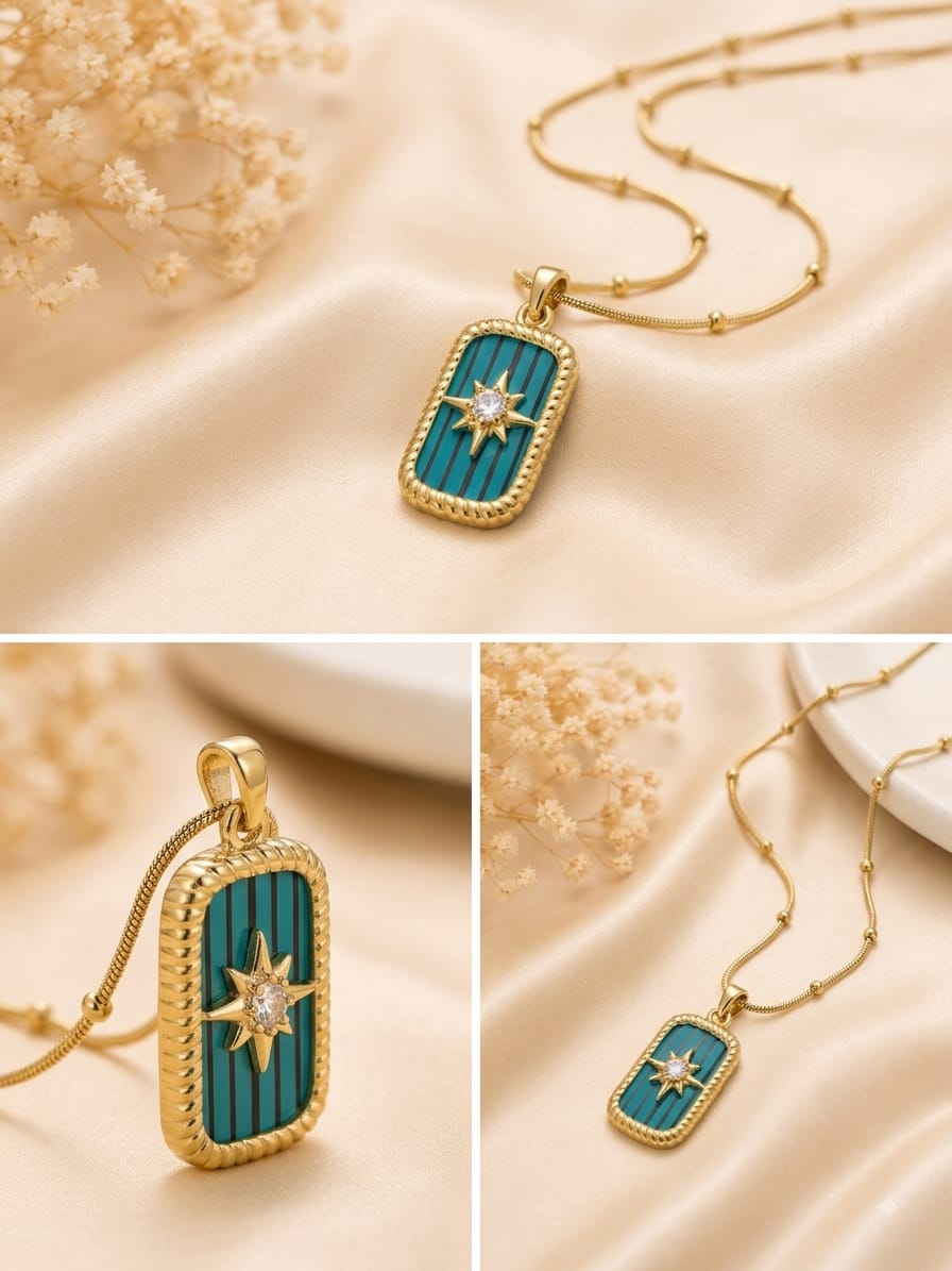 Turquoise Starburst Pendant Necklace ✨