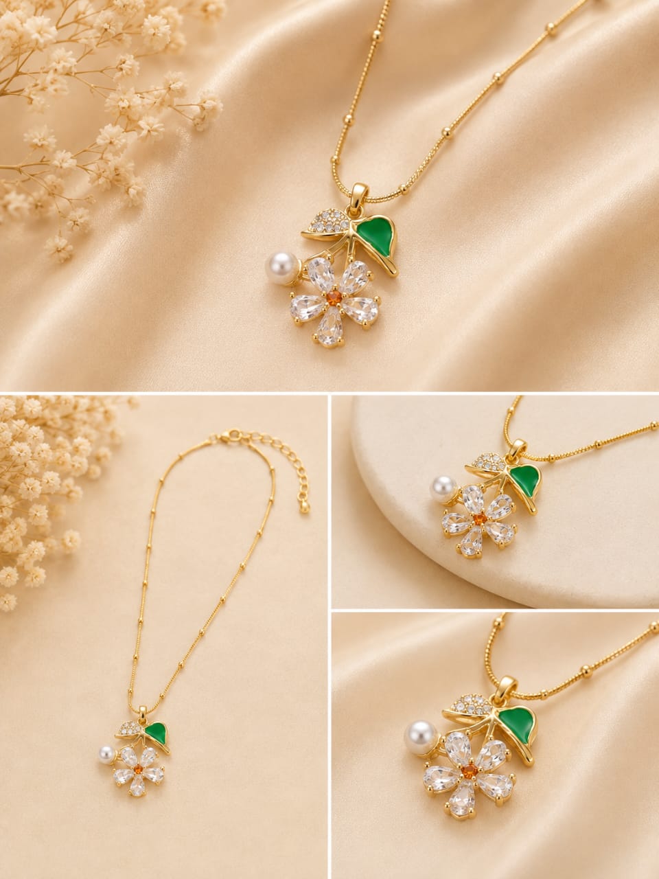 Crystal Blossom Pearl Pendant Necklace 🌸✨
