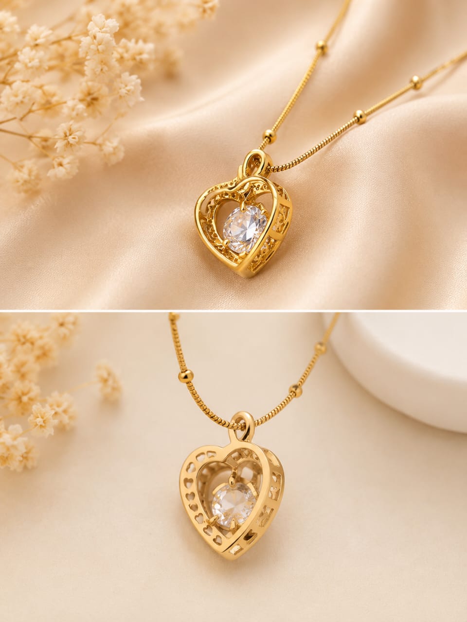 ✨ Elegant Rose Heart Pendant Necklace