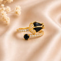 Emerald Tulip Bloom Adjustable Ring(Black)