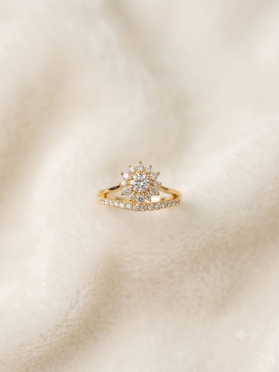 Sunburst Crystal Adjustable Ring