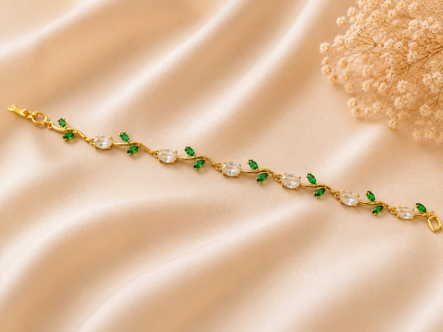 Tulip Emerald Crystal Bracelet