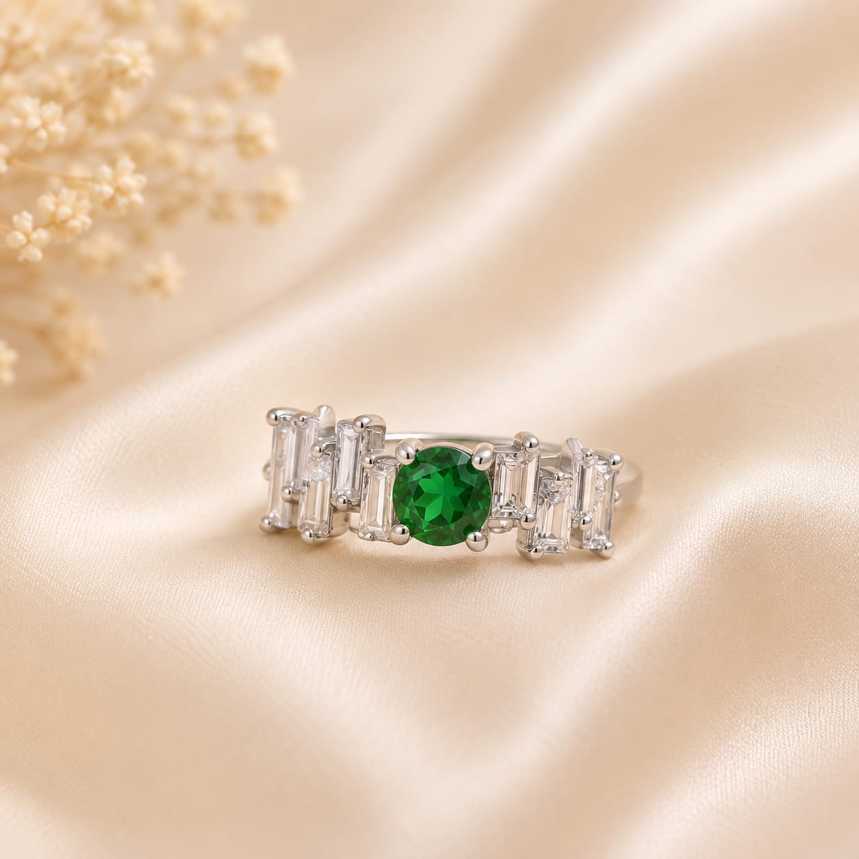 Emerald Crystal Adjustable Ring
