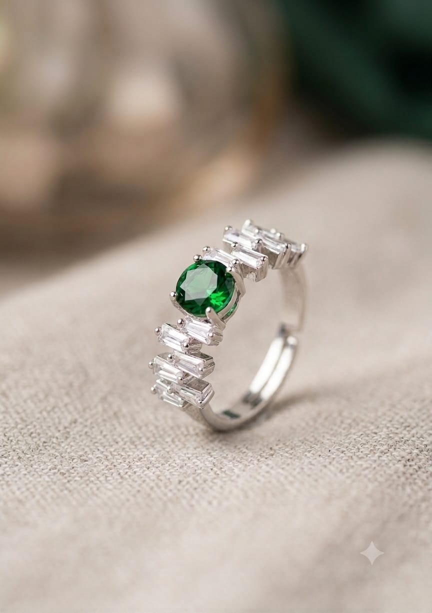 Emerald Crystal Adjustable Ring