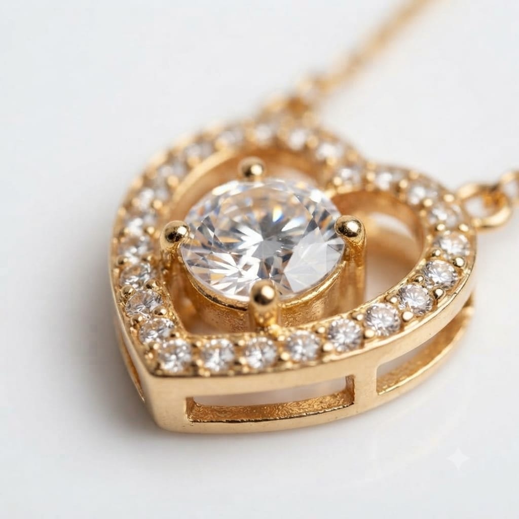 Gold Heart Solitaire Pendant