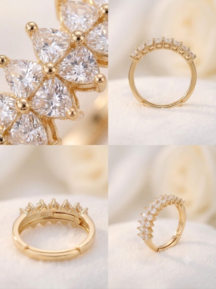 Crystal Blossom Adjustable Ring