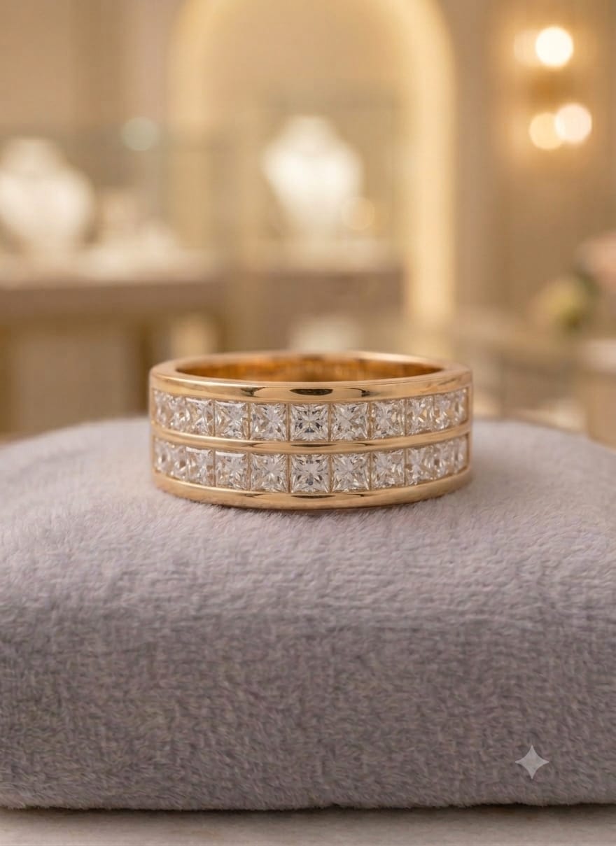 Luxury Double Row Crystal Band Ring