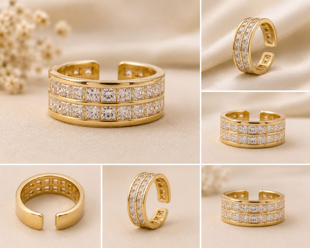 Luxury Double Row Crystal Band Ring