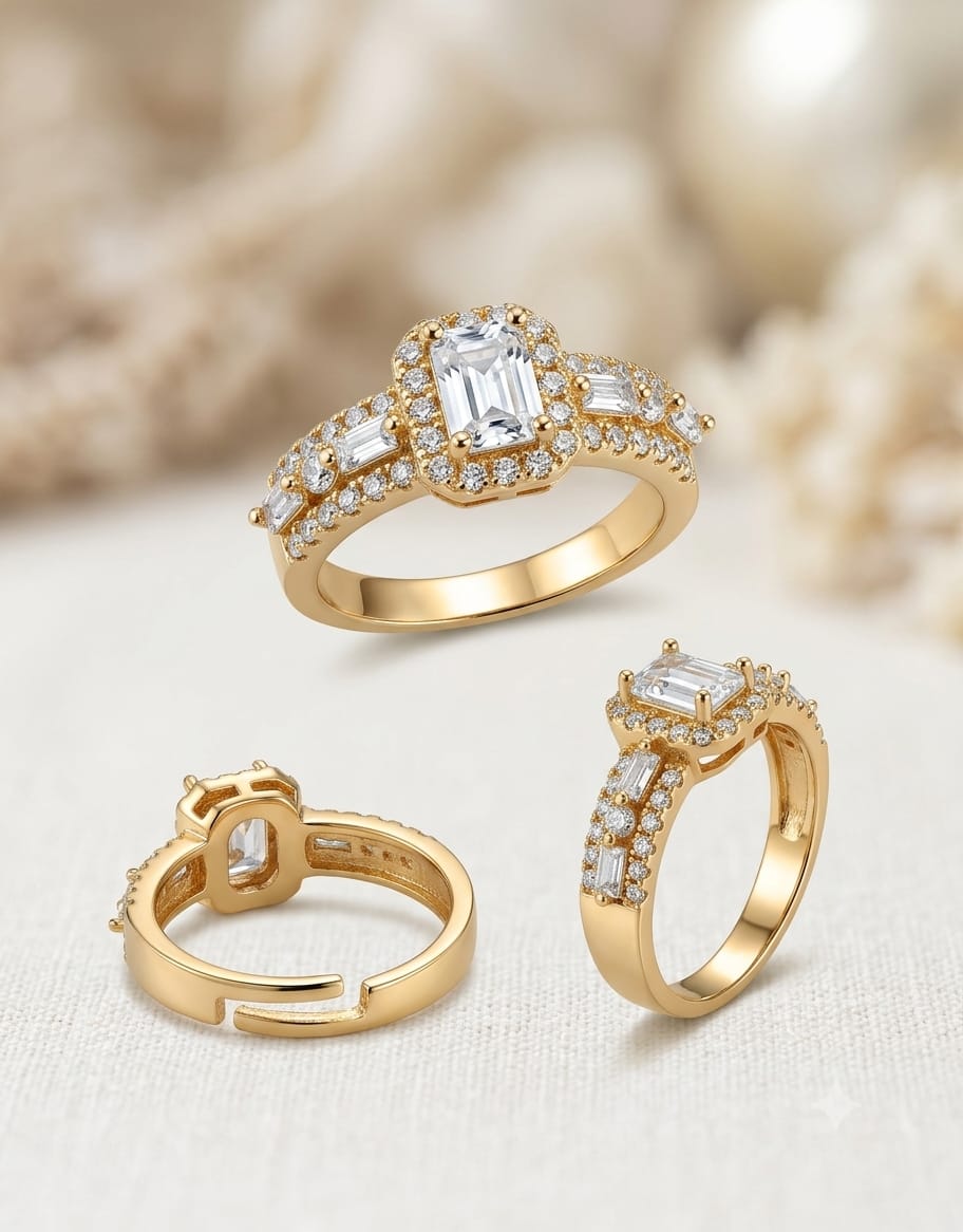 Royal Emerald Cut Halo Ring