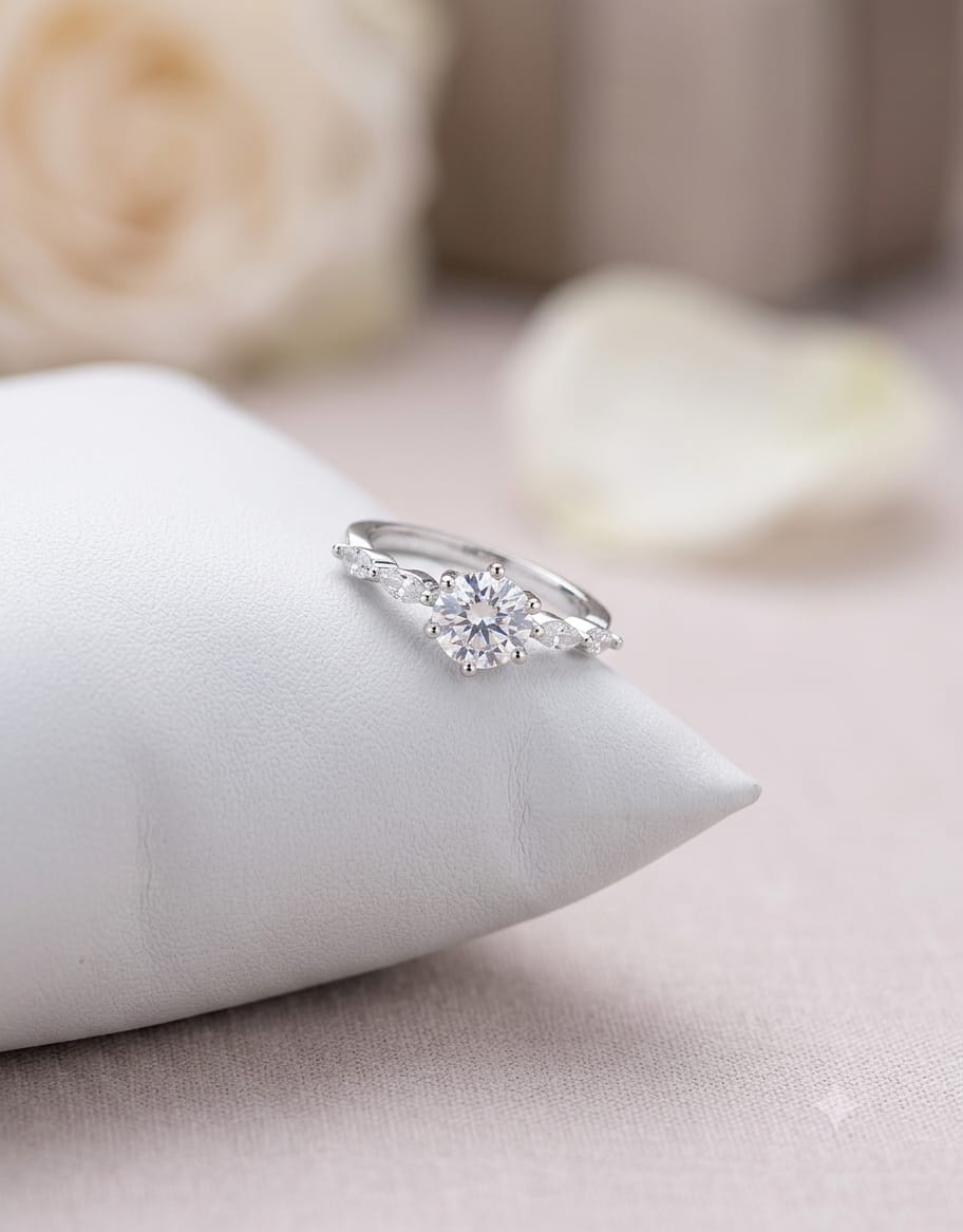 Classic Solitaire Crystal Ring