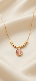 Golden Elegance Oval  StonePendant Necklace