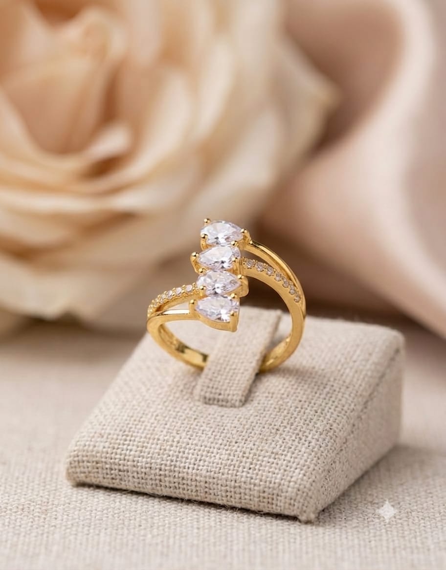 Elegant Four-Stone Crystal Ring