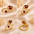 Emerald Tulip Bloom Adjustable Ring(Red)