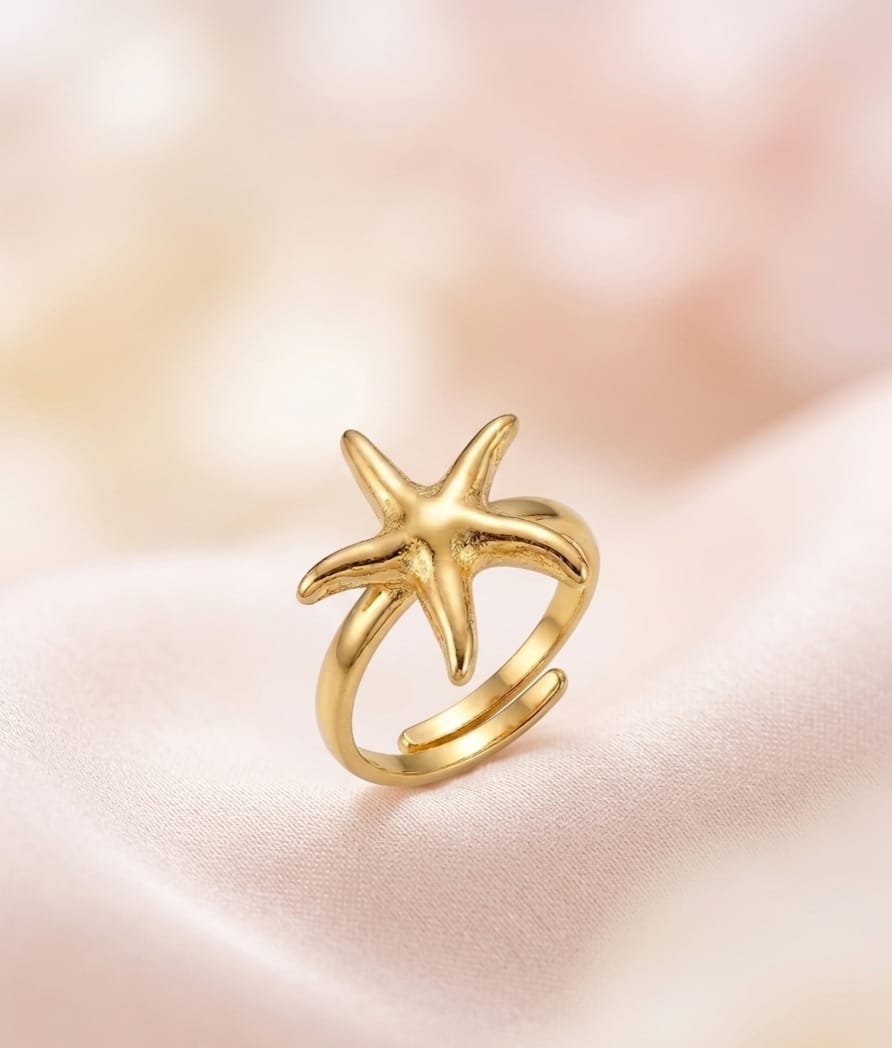 Golden Starfish Adjustable Ring