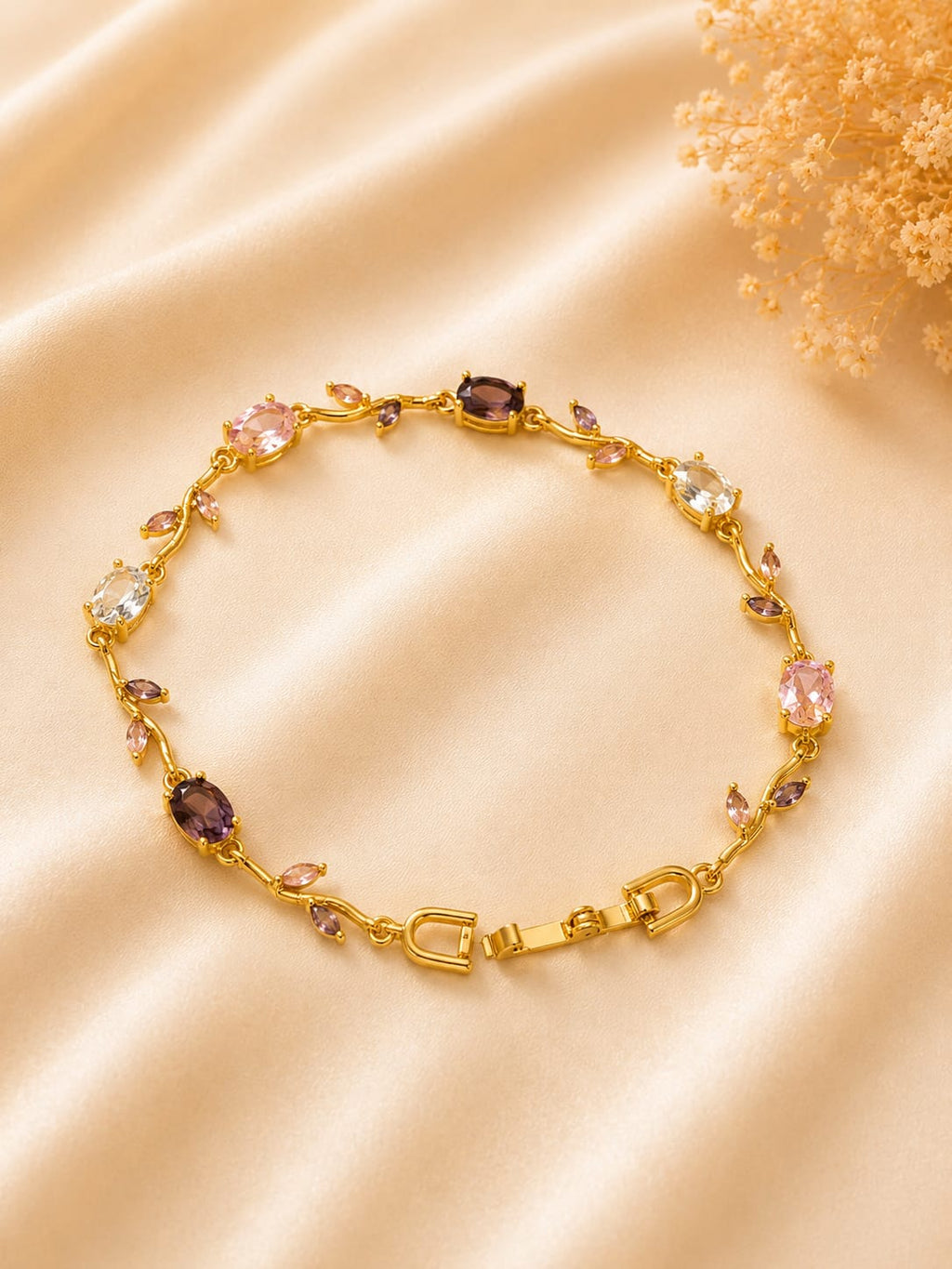 Elegant Pastel Crystal Tulip Bracelet
