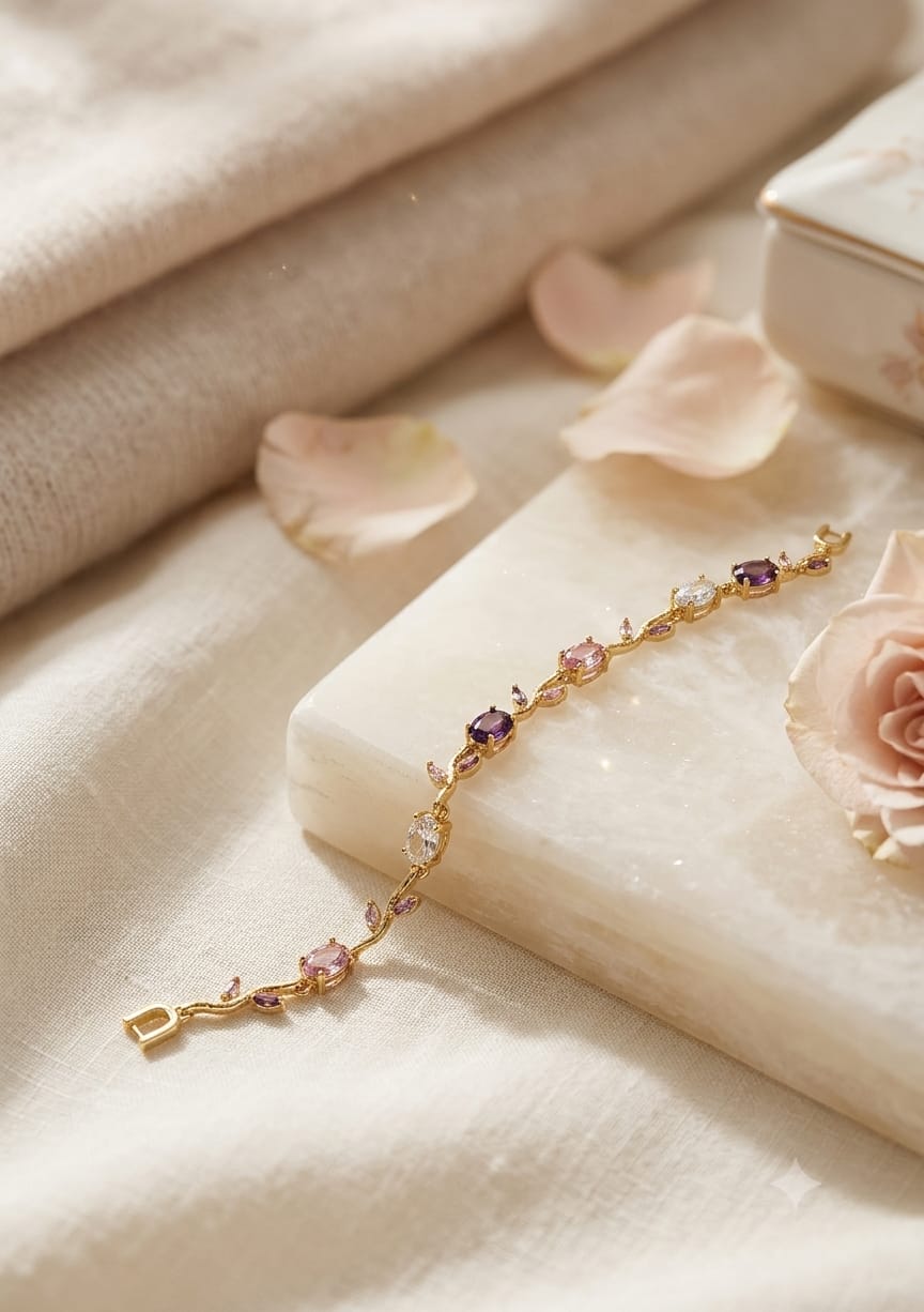 Elegant Pastel Crystal Tulip Bracelet