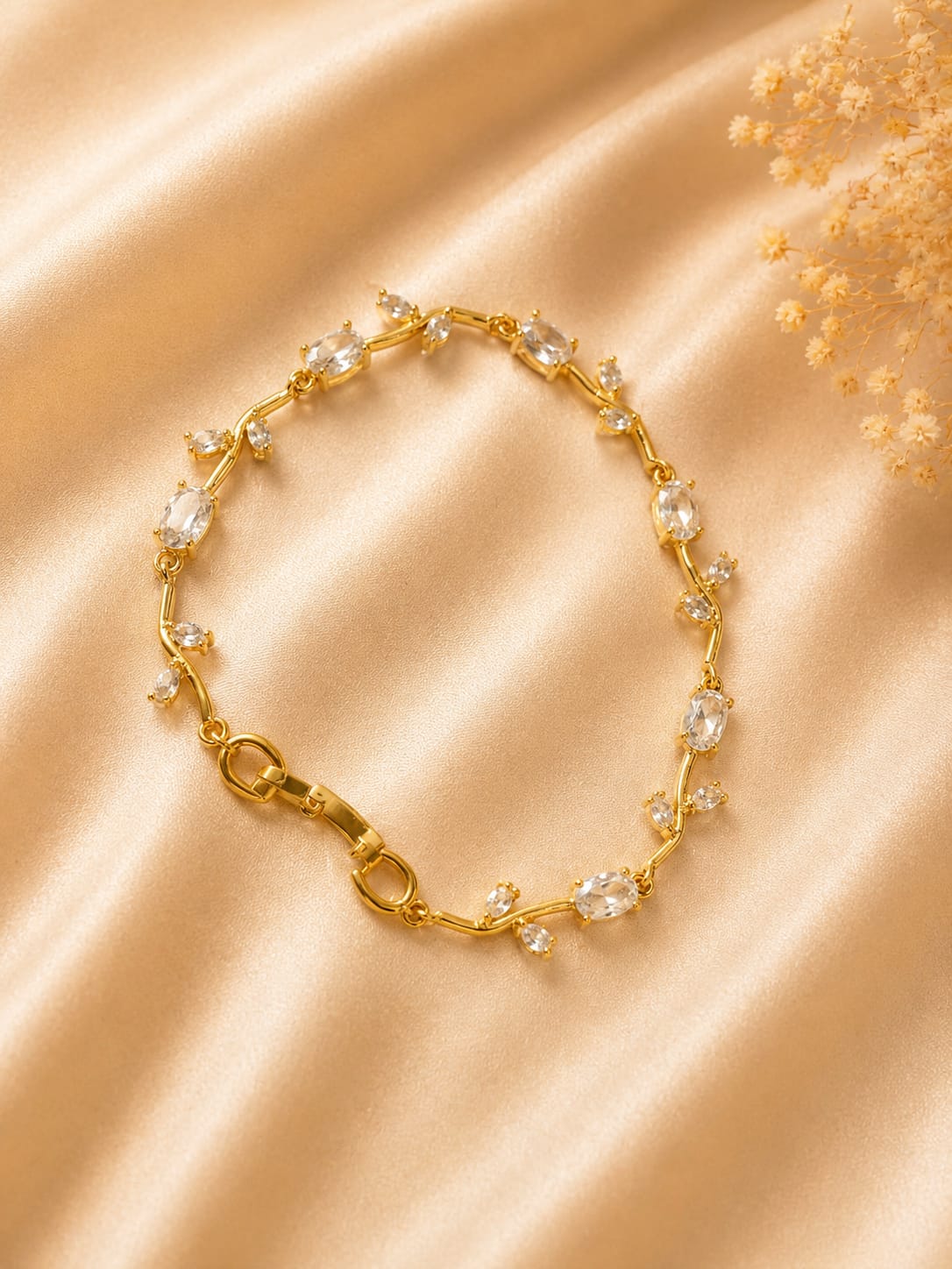 Tulip Crystal Vine Bracelet (White)