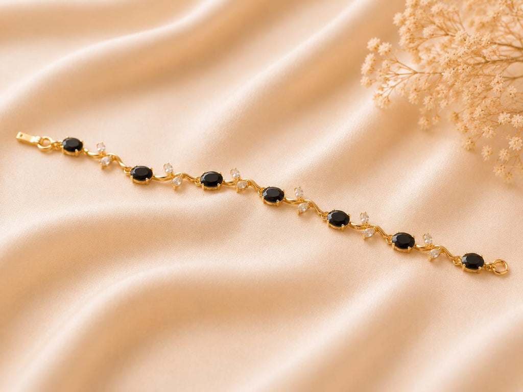 Tulip Black Crystal Bracelet
