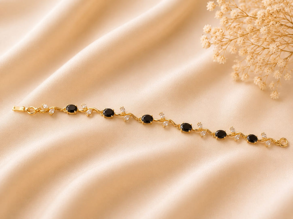 Tulip Black Crystal Bracelet