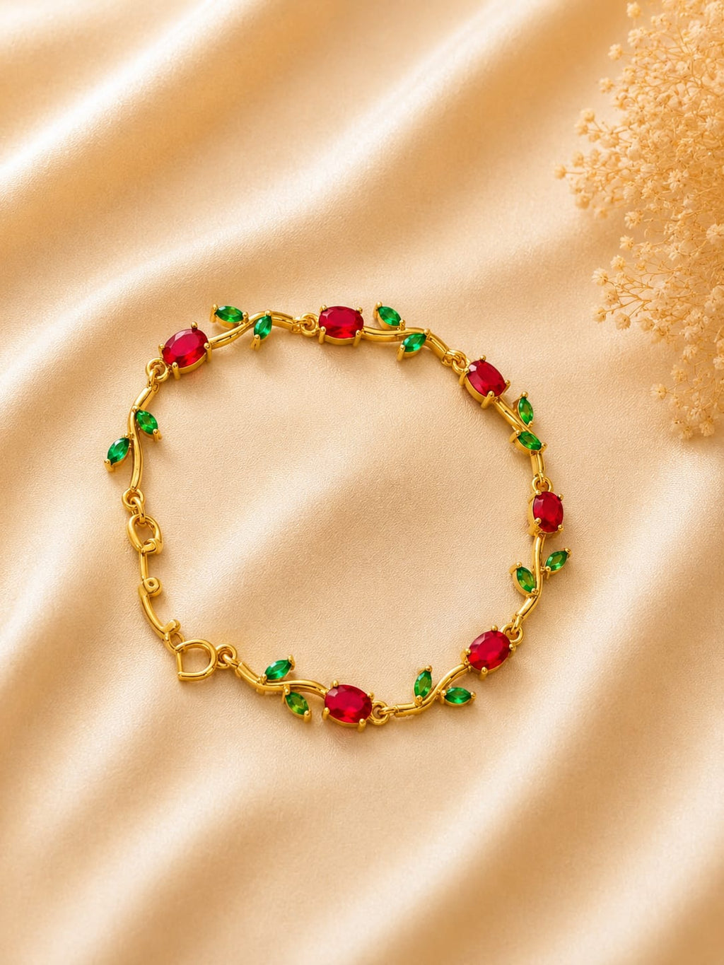 Tulip Ruby Green Crystal Bracelet