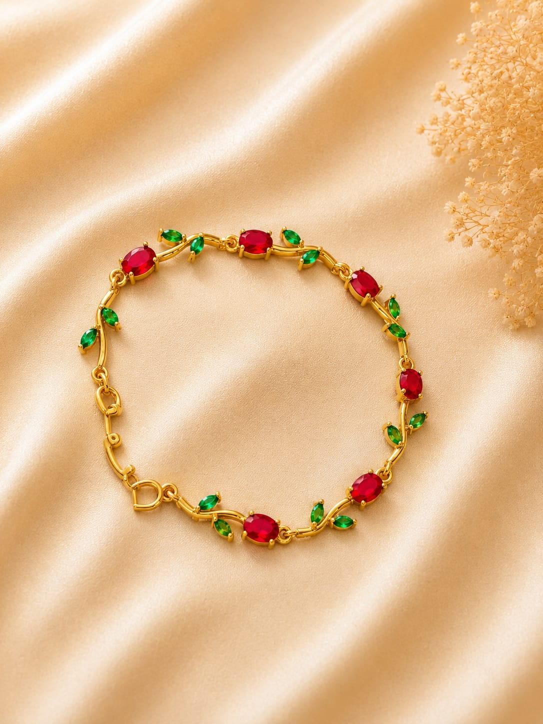 Tulip Ruby Green Crystal Bracelet