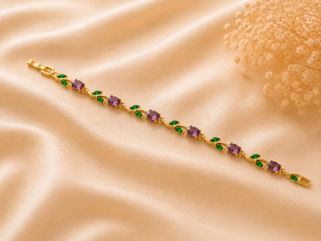 Tulip Amethyst Emerald Bracelet