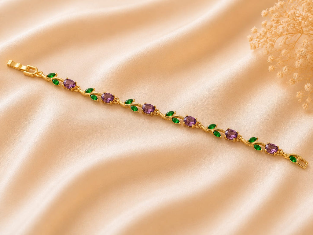 Tulip Amethyst Emerald Bracelet