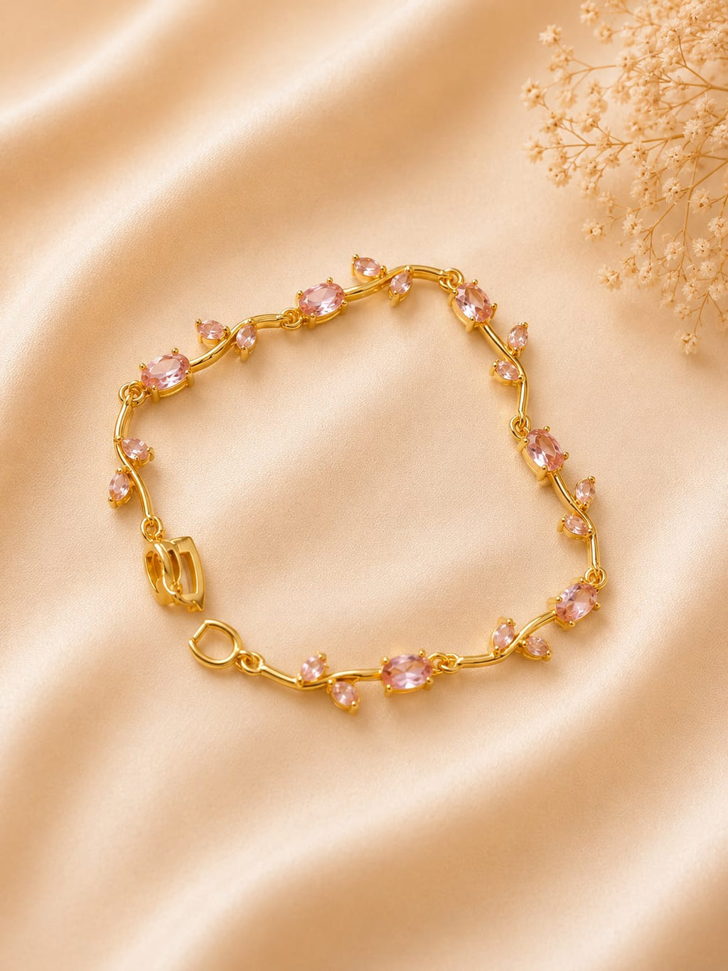 Tulip Pink Crystal Bracelet