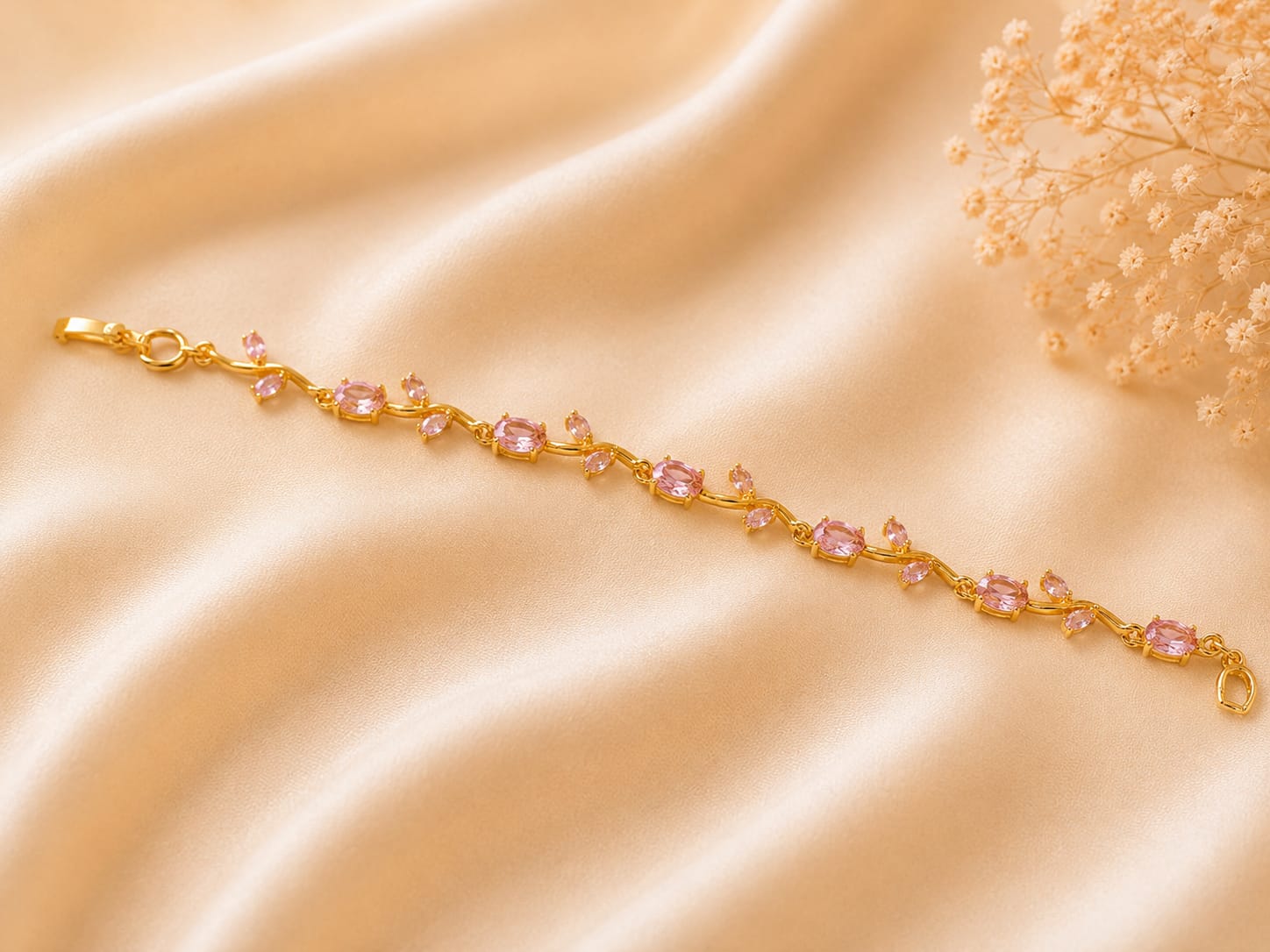 Tulip Pink Crystal Bracelet
