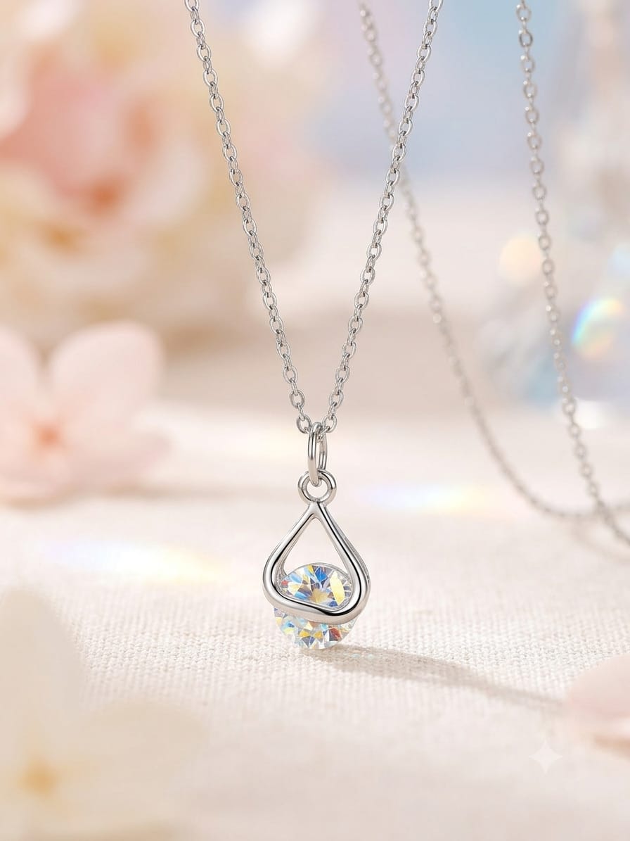 Elegant Crystal Teardrop Pendant Necklace