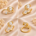 Emerald Tulip Bloom Adjustable Ring(White)